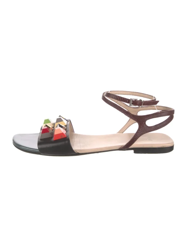 Fendi Leather Studded Accents Sandals in Leather from The RealReal
