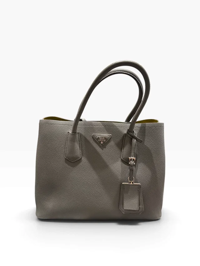 Prada Grey Saffiano Handbag with Strap in Grey Saffiano leather from Luxury Promise