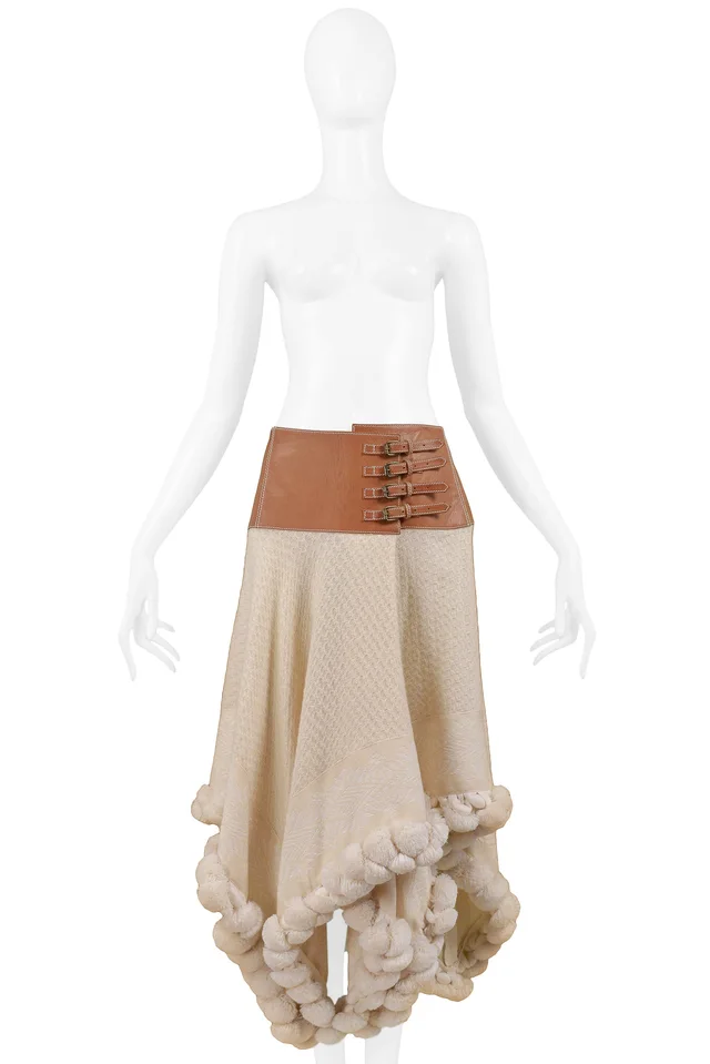 Alexander McQueen Cream Wool Skirt 2003 in White Wool from Resurrection Vintage