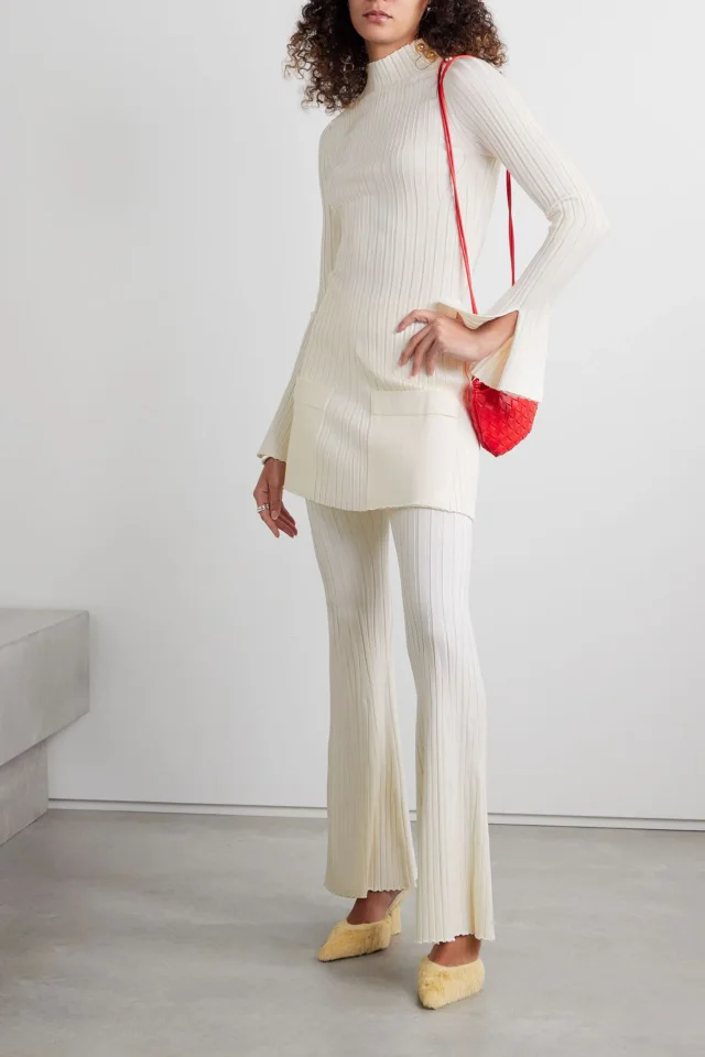 Stella McCartney Ribbed-Knit Flared Pants, photo 2 of 5 from THE OUTNET