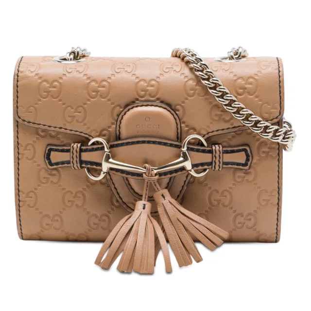 Tan Gucci Mini Guccissima Emily Crossbody in Brown Leather from Designer Revival