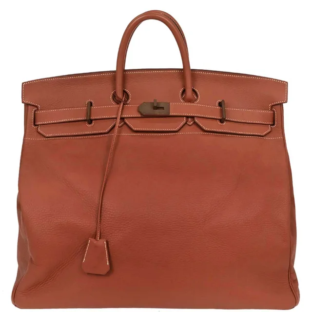 Hermès 1998 Brique Clemence HAC Haut a Courroies 50 Handbag in Clemence leather from AMORE Vintage Tokyo