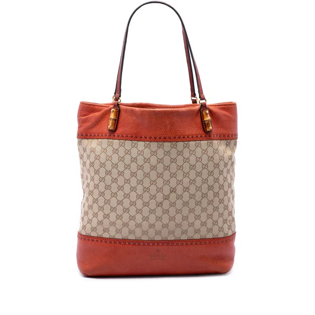 Beige Gucci Large GG Canvas Laidback Crafty Tote in Beige Canvas from Designer Revival
