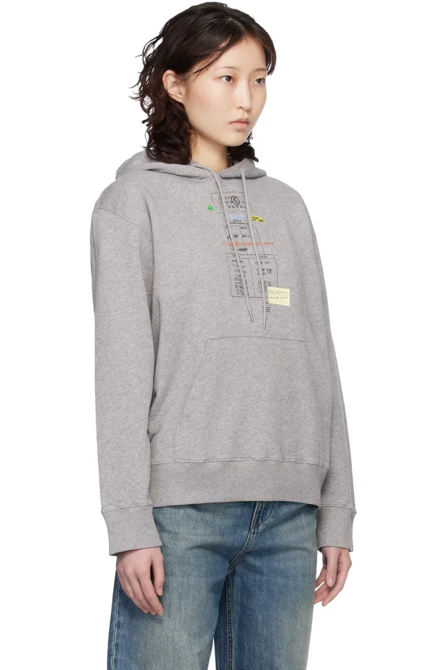 MM6 Maison Margiela Gray Unbrushed Cotton Hoodie, photo 2 of 2 from SSENSE