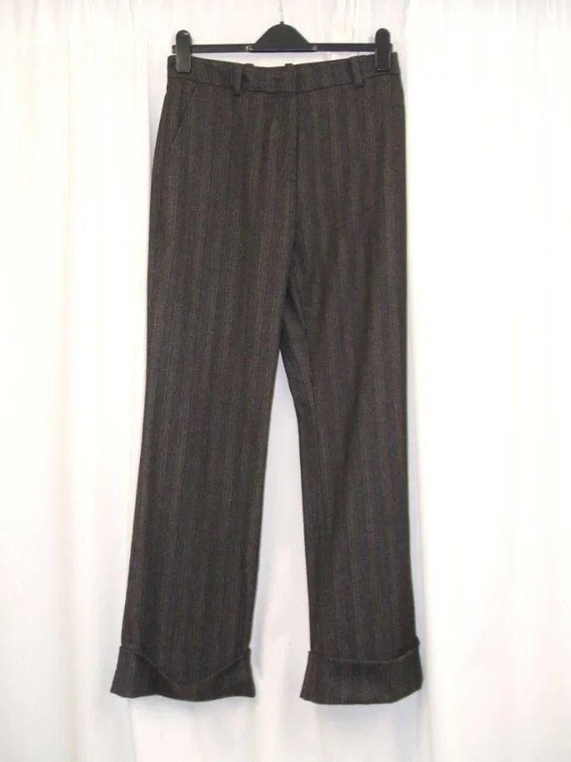 Etro Designer Striped Trousers Brown Size: S in Brown Wool from Oxfam Online Shop