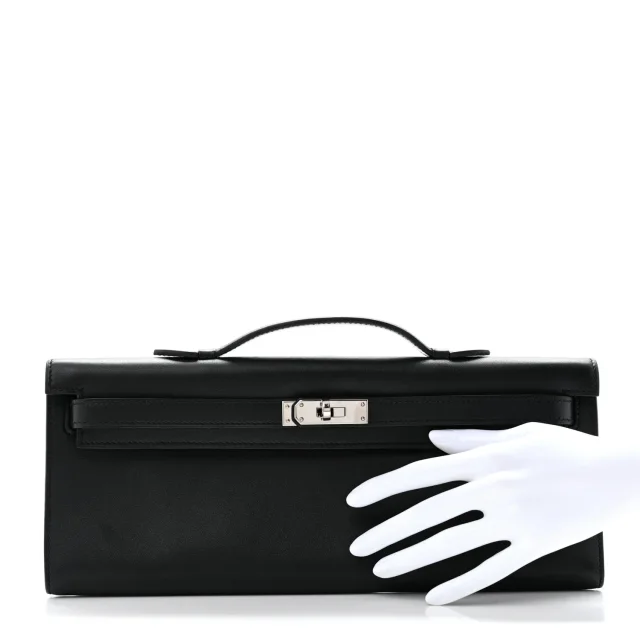 Hermès Swift Kelly Cut Clutch Pochette Black in Black Swift leather from FASHIONPHILE, photo 2 of 9