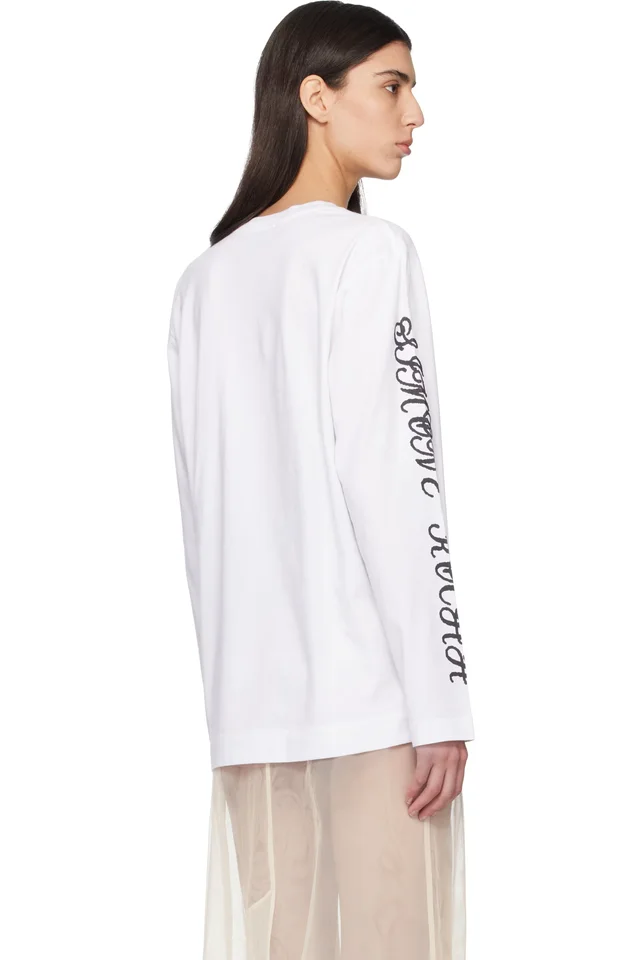 Simone Rocha White Dim Sum Logo Print Long Sleeve T-shirt, photo 3 of 4 from SSENSE