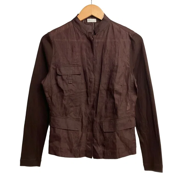 Brunello Cucinelli Long Sleeve Shirt Blouse M Dark Brown 42 in Brown from The Reluxe