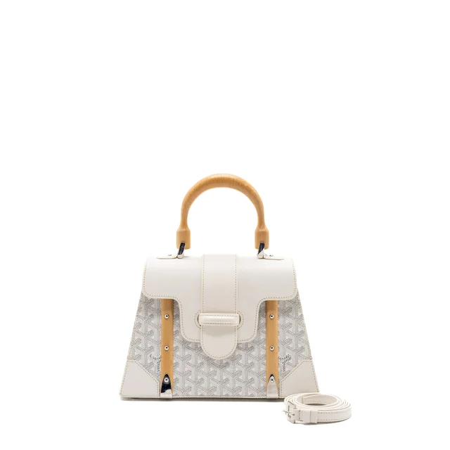 Goyard Structure Saigon PM bag canvas / calfskin white SHW in White Calfskin from EMIER