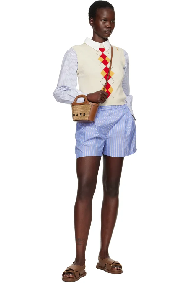 Marni Blue Striped Shorts, photo 4 of 4 from SSENSE