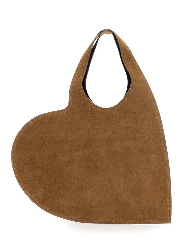 Coperni 'Double Heart' Brown Shoulder Bag with Cut-Out Handle and Heart Silhouette in Suede Woman in Brown 100% Cow Leather, photo 2 of 10 from Gaudenzi Boutique