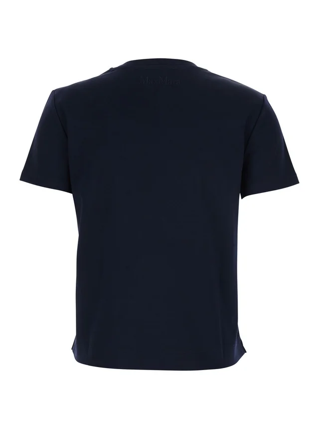 Maxmara pure 'Donata' Dark Blue T-Shirt with Embroidered Logo on the Back in Cotton for Women in Blue 100% Cotton, photo 4 of 5 from Gaudenzi Boutique