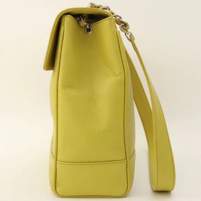 Chanel CC Turnlock Chain Bag, Yellow-Green, circa 1997 in Green Caviar leather from VINTAGE QOO TOKYO, photo 4 of 15