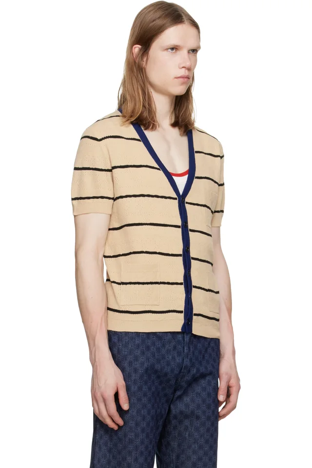 Dries Van Noten Beige Short Sleeve Tee Cardigan, photo 2 of 2 from SSENSE