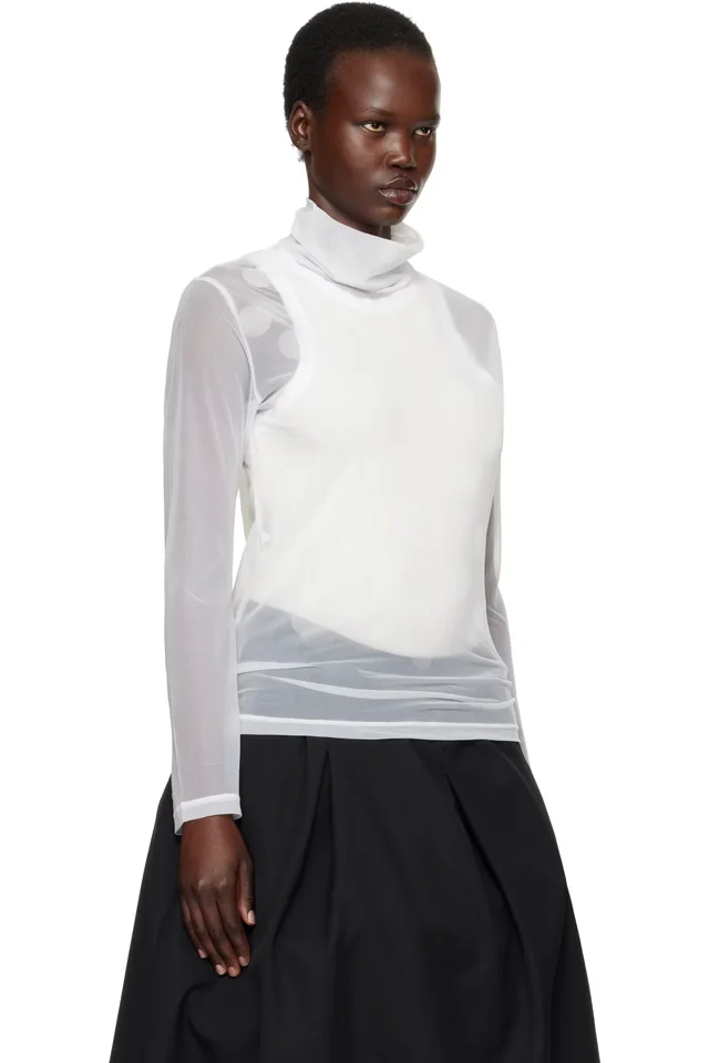 Y's White Long Sleeve Turtleneck, photo 2 of 4 from SSENSE