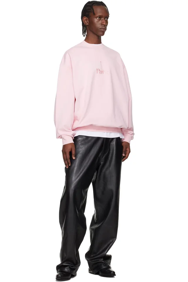 VETEMENTS Pink 'Paris' Embroidered Sweatshirt, photo 4 of 4 from SSENSE