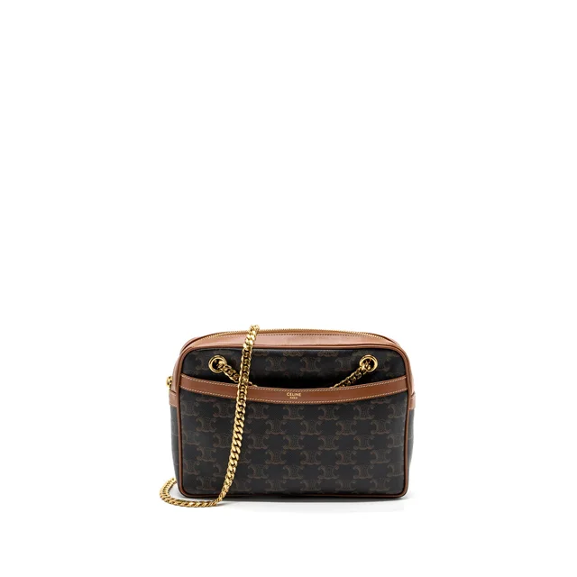 Celine patapans bag triomphe canvas/Leather brown GHW in Brown Canvas from EMIER