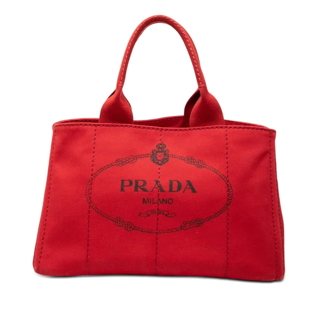 Red Prada Canvas Canapa Logo Satchel in Red Canvas from Designer Revival