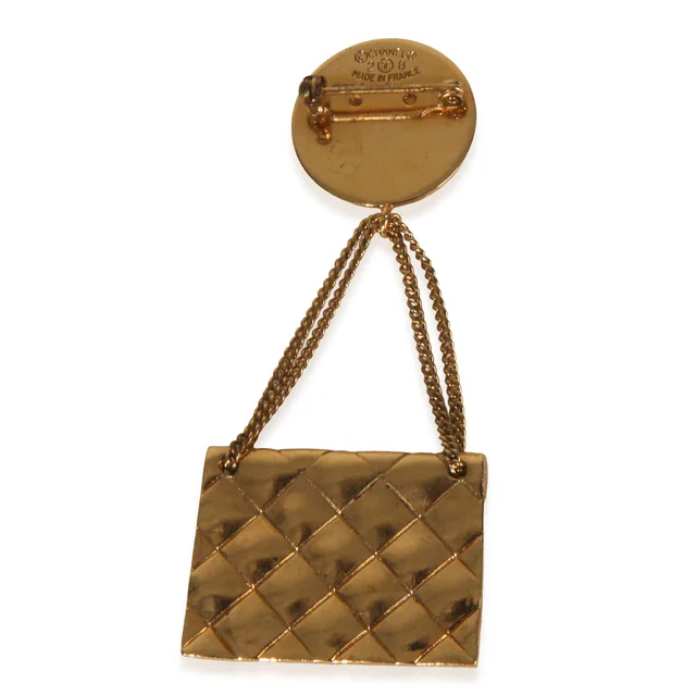 Chanel Gold-Plated Vintage Matelasse Bag Brooch in Gold from myGemma, photo 2 of 7