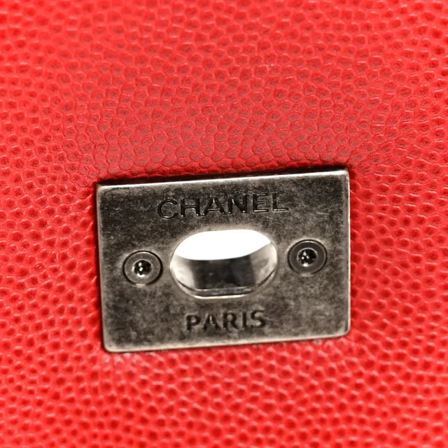 Chanel Caviar Quilted Small Coco Handle Flap Red in Red Caviar leather from FASHIONPHILE, photo 7 of 11
