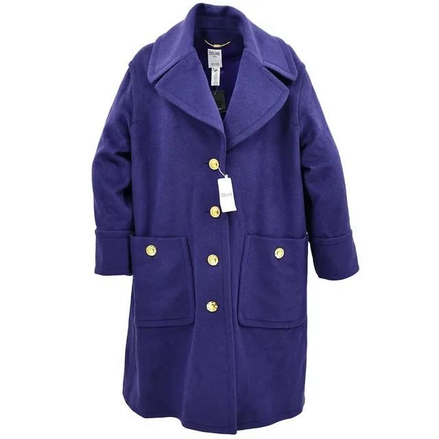 Celine Coat Purple #44 in Purple Wool from AMORE Vintage Tokyo