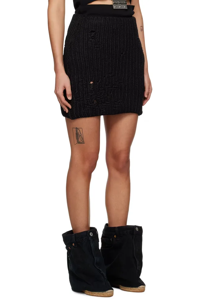 JW Anderson Black Distressed Miniskirt, photo 2 of 3 from SSENSE