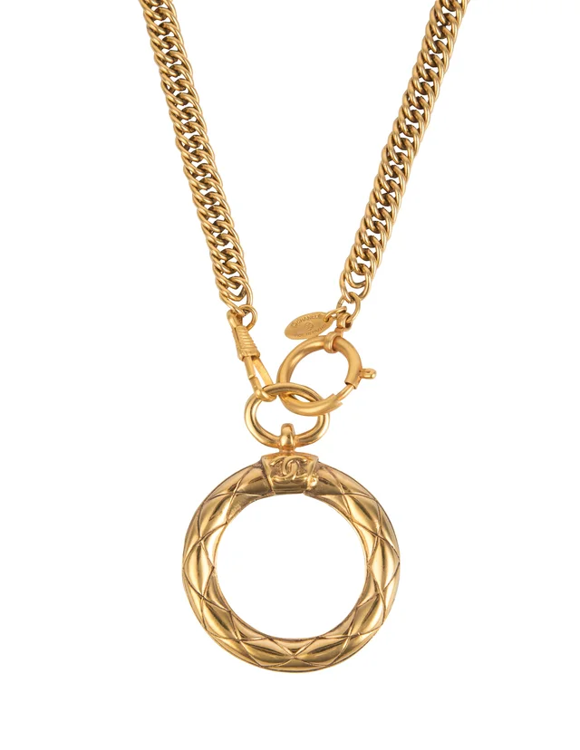 Chanel Vintage 1980s Quilted Magnifier Loupe Necklace from Amarcord Vintage Fashion