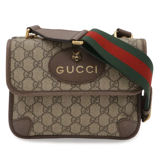 Gucci Neo Vintage GG Supreme Small Messenger Bag Tiger Head Leather Beige in Beige Leather from The Reluxe