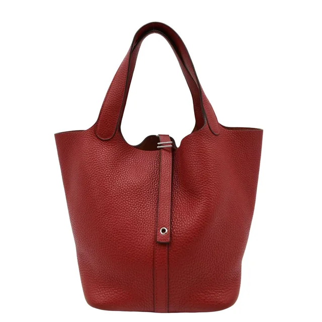 Hermès Picotin Lock 22 Taurillon Clemence Leather Hobo Bag Red in Red Clemence leather from Dallas Designer Handbags