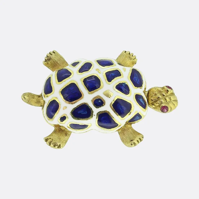 Tiffany & Co. Ruby and Enamel Tortoise Brooch from The Vintage Jeweller