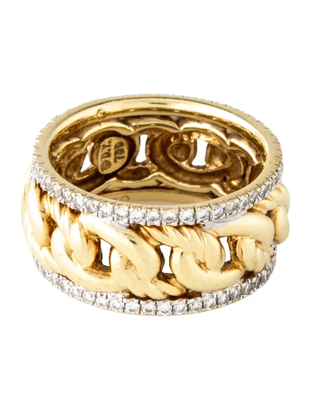 David Yurman 18K Diamond Curb Chain Band in multicolor from The RealReal