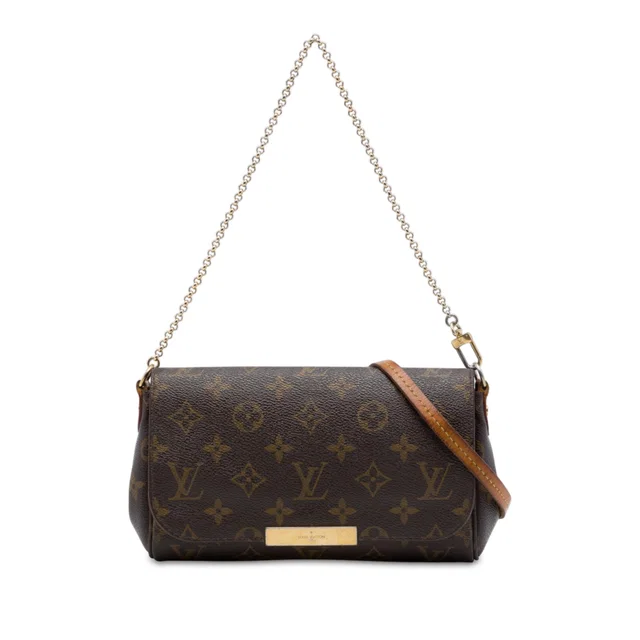 Brown Louis Vuitton Monogram Favorite PM Satchel in Brown Coated canvas from Designer Revival