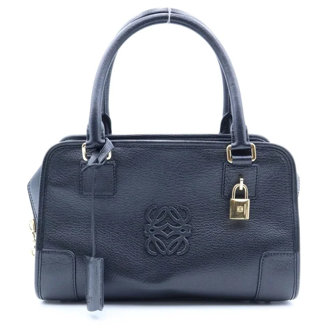 Loewe Amazona 28 Boston Bag Black Leather Gold in Black Leather from The Reluxe