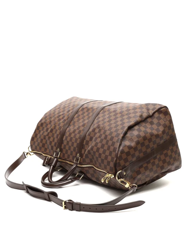 Louis Vuitton Damier Ebene Keepall Bandoulière 55 Weekend Bag in Brown Canvas from A Retro Tale, photo 5 of 11