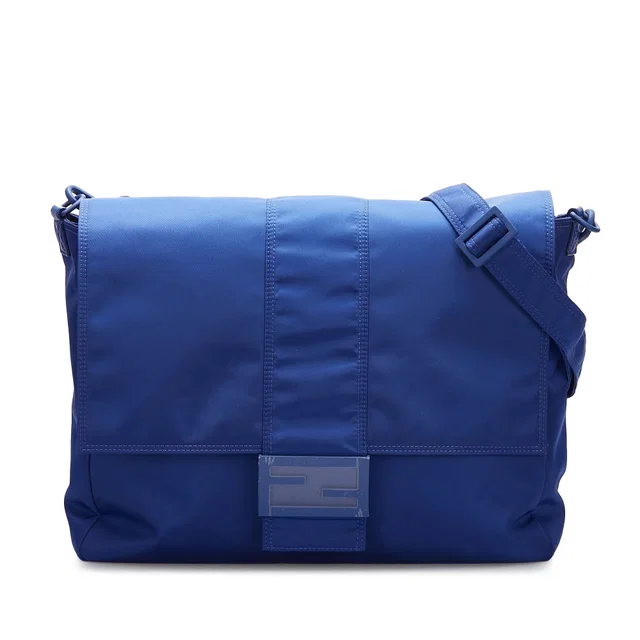 Blue Fendi FF Lock Crossbody in Blue Nylon from Designer Revival