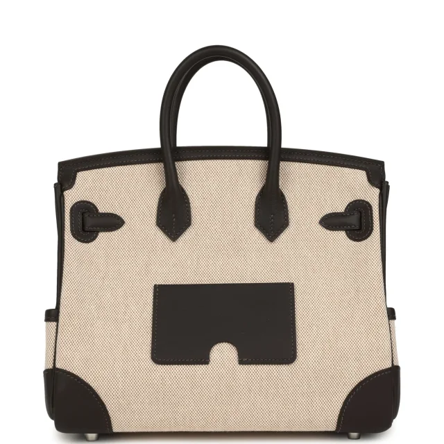 Hermès Birkin Cargo 25 Ecru-Beige Toile H Canvas and Bai Brun Swift Palladium Hardware in Beige Swift/Toile from Madison Avenue Couture, photo 4 of 8