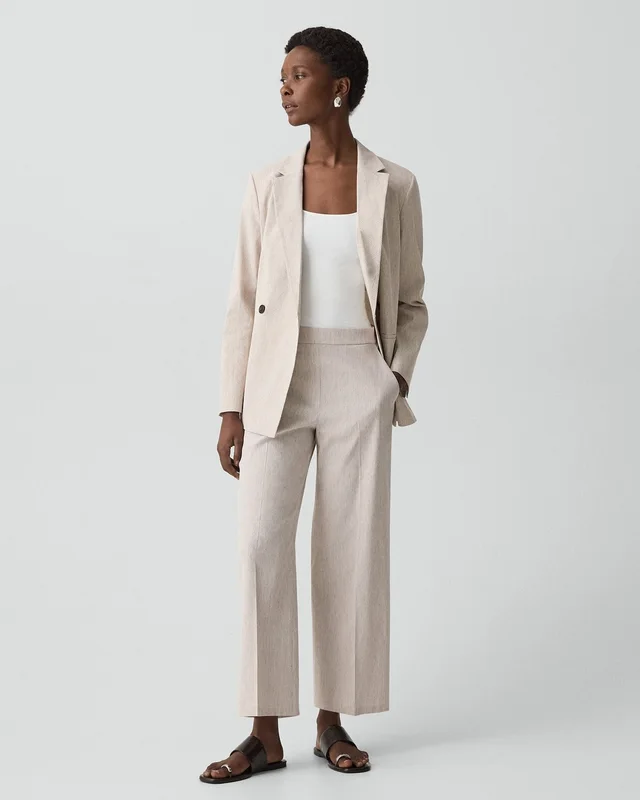 Theory Classic Straight Pull-On Pant in Textured Linen from Theory, photo 1 of 1