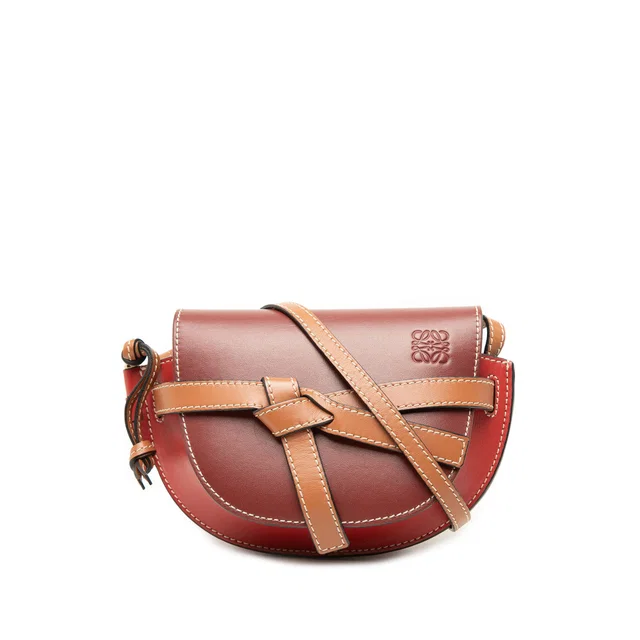 Red LOEWE Mini Tricolor Leather Gate Crossbody in Red Leather from Designer Revival