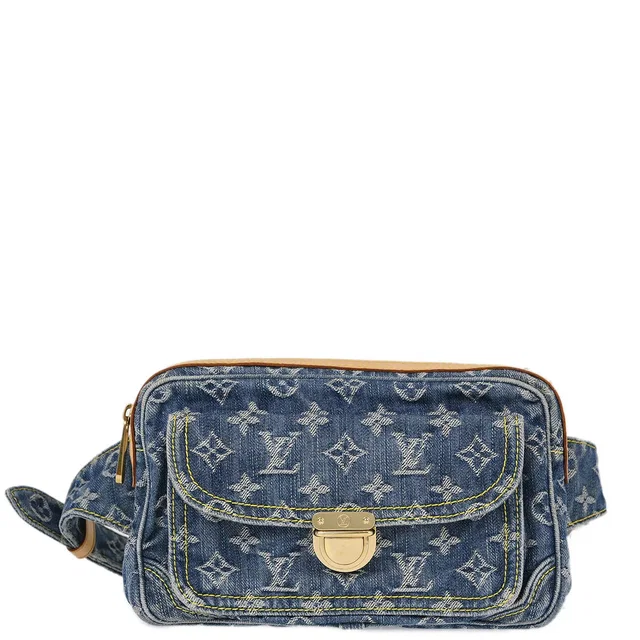Louis Vuitton 2007 Blue Monogram Denim Bum Bag Waist Pouch M95347 in Blue Denim from AMORE Vintage Tokyo
