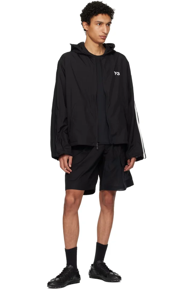 Y-3 Black Nylon Wired 3 Stripes Track Jacket, photo 4 of 4 from SSENSE