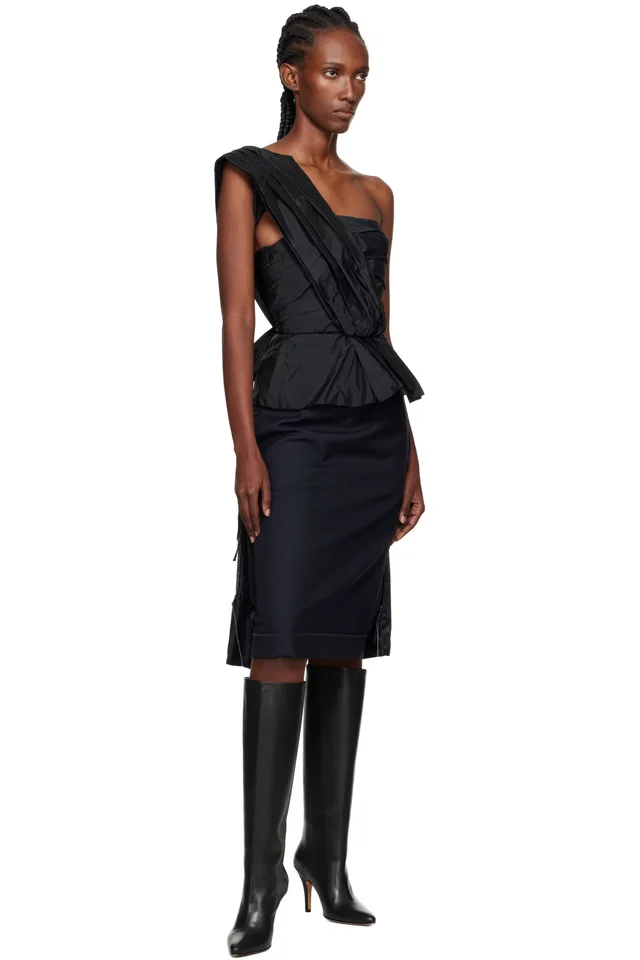 Maison Margiela Black Pleated Top, photo 4 of 4 from SSENSE