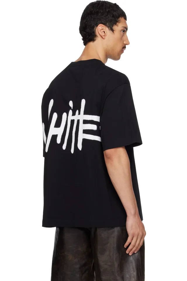 Off-White Black Shared Spray Logo Skate T-shirt, photo 3 of 4 from SSENSE
