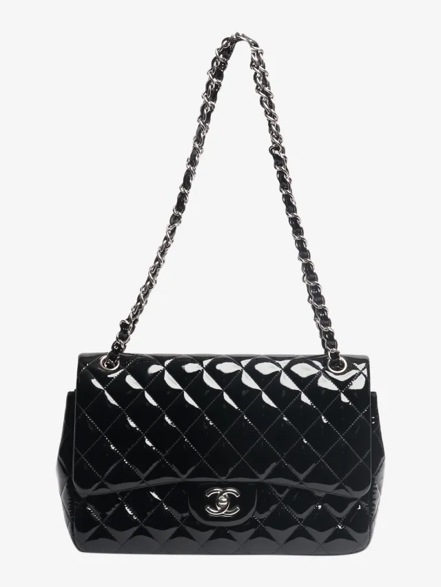 Chanel Black 2013 jumbo patent leather Classic Double Flap bag in Black Patent leather from Sign of the Times, photo 2 of 8