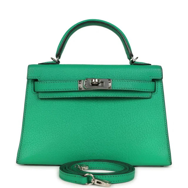 Hermès Kelly Sellier 20 Cactus Verso Chèvre Mysore Palladium Hardware in Goatskin from Madison Avenue Couture