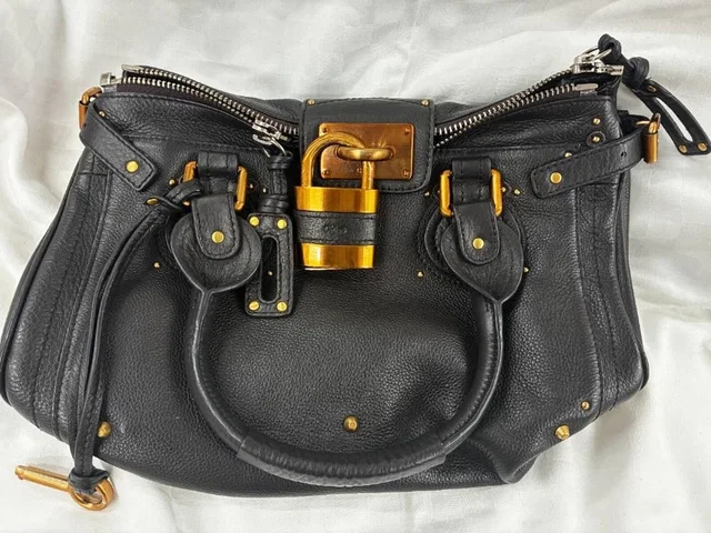 Chloé Paddington Bag - Black Leather with Copper Hardware - Excellent Condition in Black Leather from Oxfam Online Shop