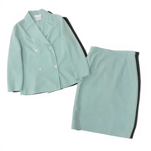 Celine Skirt Set Jacket Blue in Blue from The Reluxe