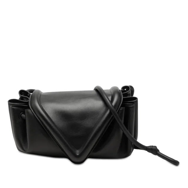 Black Bottega Veneta Small Lambskin Beak Crossbody in Black Lambskin from Designer Revival