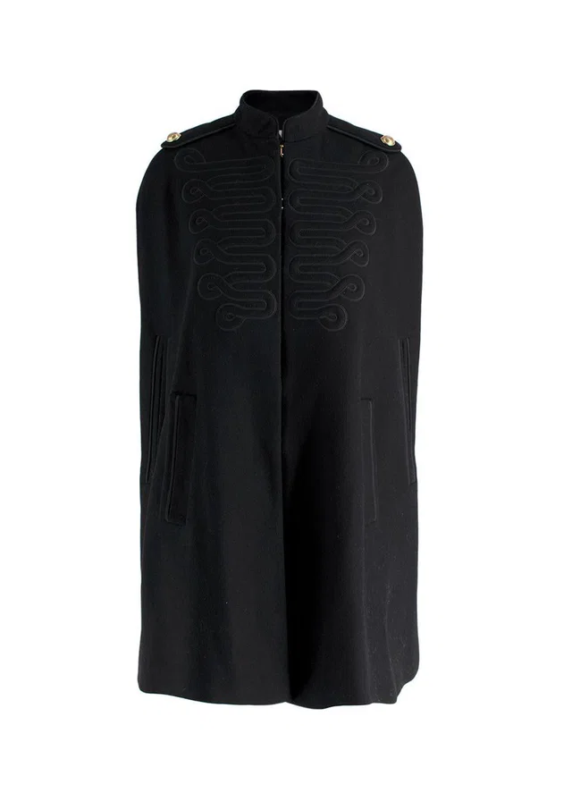 REDValentino Black Wool Blend Cape in Black Wool from HEWI