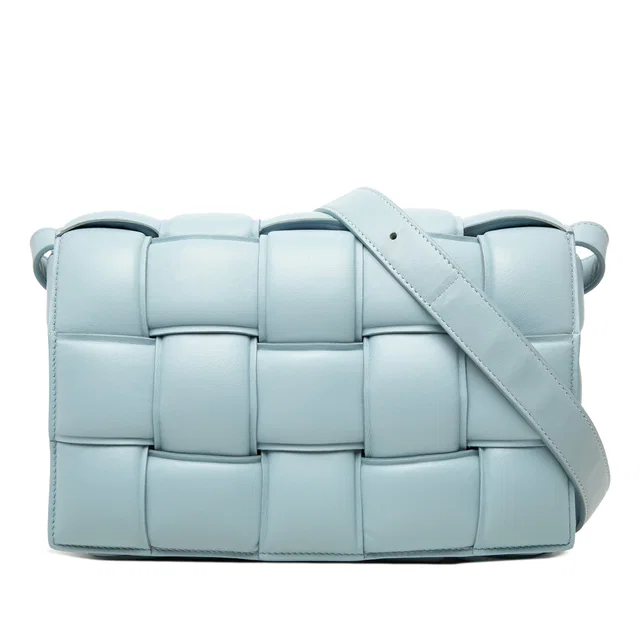 Blue Bottega Veneta Nappa Intrecciato Padded Cassette Crossbody in Blue Nappa leather from Designer Revival
