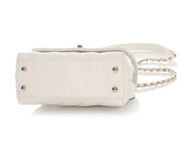 Chanel Extra Mini White Quilted Caviar Coco Handle TPM in White Caviar leather from Ann's Fabulous Finds, photo 1 of 1